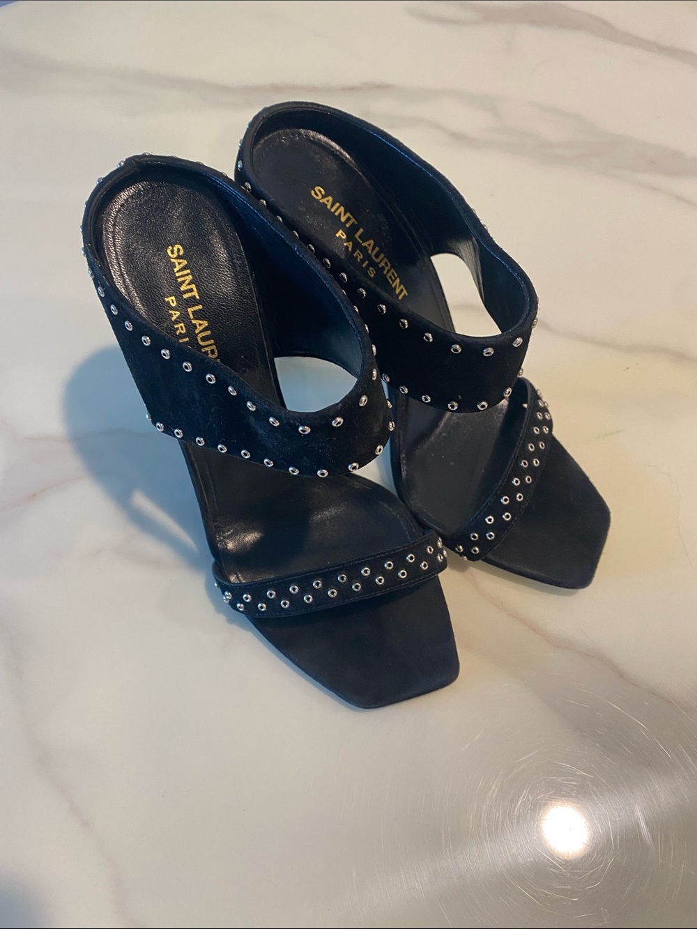 Saint Laurent Black Studded Heels - Picture 4 of 8